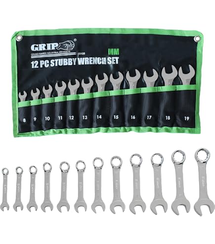 Titan 17374 7-Piece 12-Point Metric Stubby Combination Wrench Set